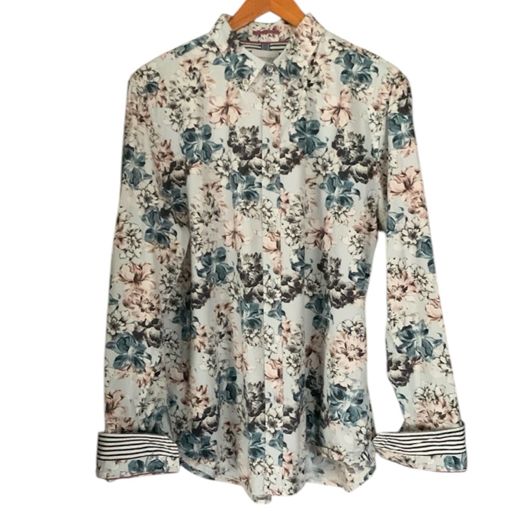 Denim & Flower Ricky Singh men’s large long sleeve button down w/ stripped cuffs